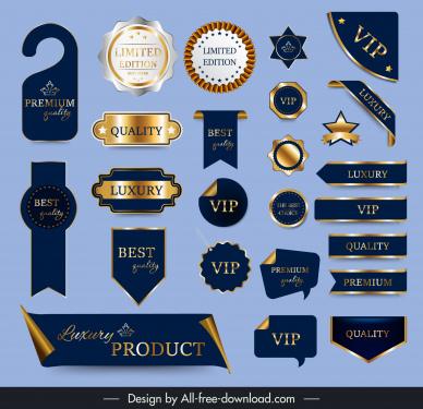 vip stickers templates collection modern contrast shapes