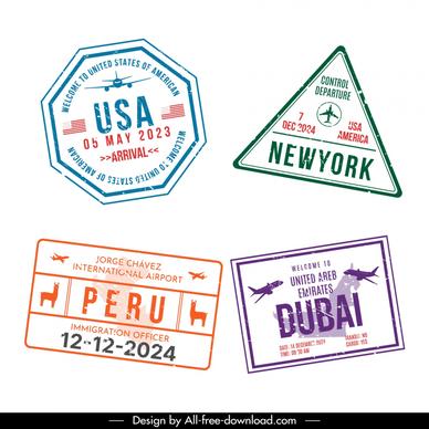 visa stamp templates flat classical geometry