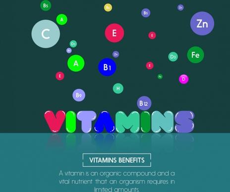 vitamin benefit banner colorful floating circles decor
