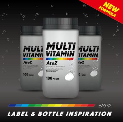 vitamin box design vector