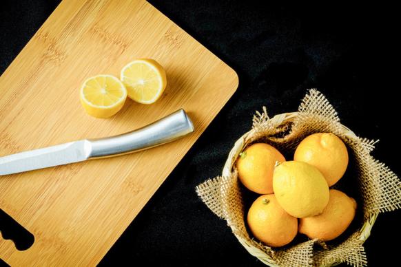 vitamin c backdrop picture contrast realistic lemon chopping board