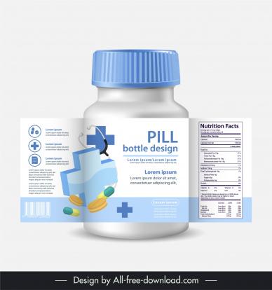 vitamins  bottle packaging template pills medical cross decor