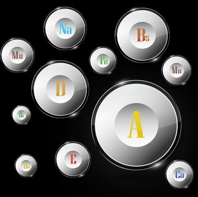 vitamins sign icons shiny 3d white circles design