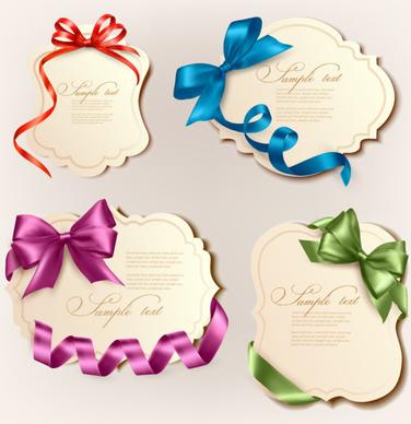 vivid bow with ribbons labels vector