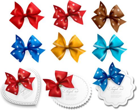 vivid bow with ribbons labels vector