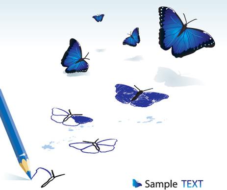 vivid butterfly with pencil design vector