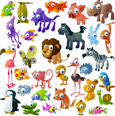 vivid cartoon animals vector