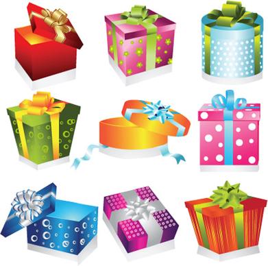 vivid colored gifts box vector graphics