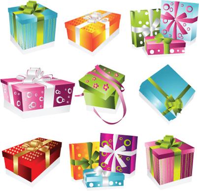 vivid colored gifts box vector graphics