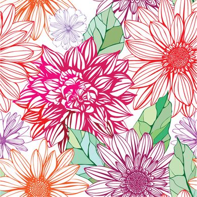 vivid flower patterns design elements vector