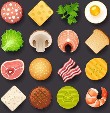 vivid food icons vector