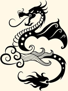vivid hand drawn dragon decoration pattern vector