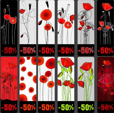 vivid poppy flower cards vector
