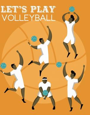 volleyball banner male player icons ball backdrop