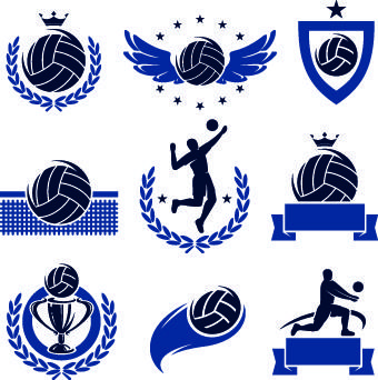 volleyball logos illustration design vector