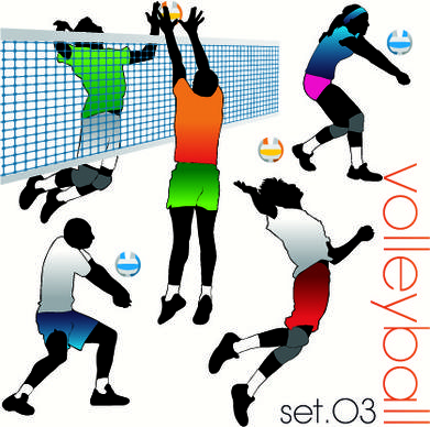 volleyball silhouettes vector set