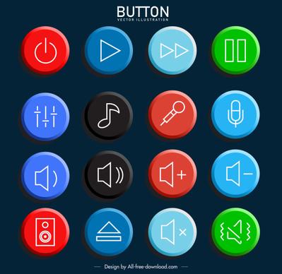 volume buttons templates colorful flat circles sketch