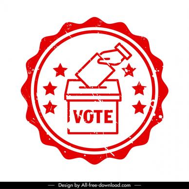 voted stamp template serrated circle hand stars decor