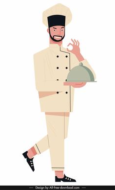 waiter job icon cartoon character sketch