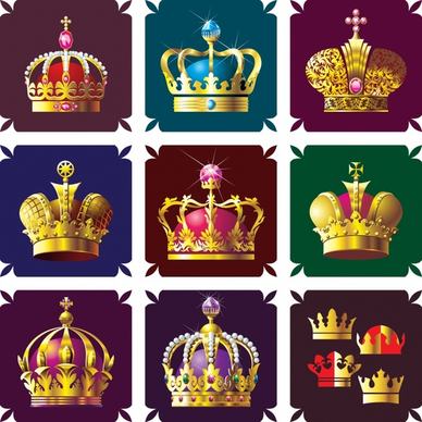 king crown icons templates elegant luxury decor