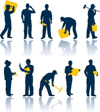 warehouse with worker elements vector graphic