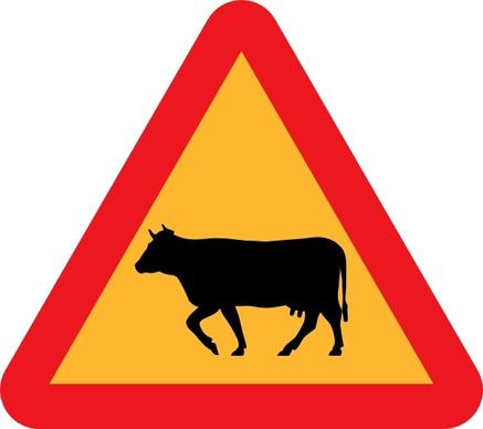Warning Cows Roadsign clip art