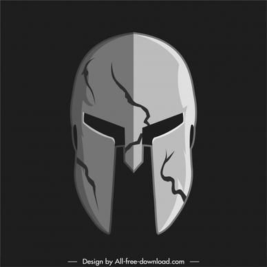 warrior armor helmet icon dark 3d sketch