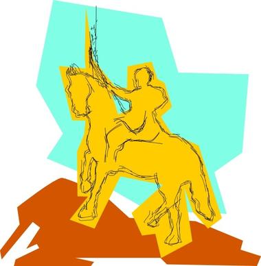Warrior On A Horse clip art