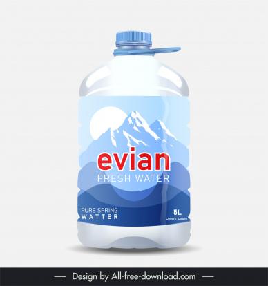 water bottle packaging template elegant mountain peak sun decor