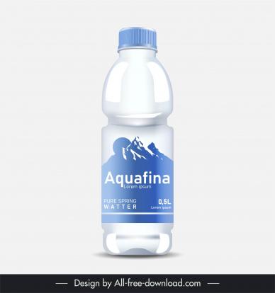 water bottle packaging template elegant silhouette mountain sun