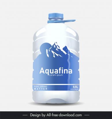 water bottle packaging template elegant silhouette mountain sun decor