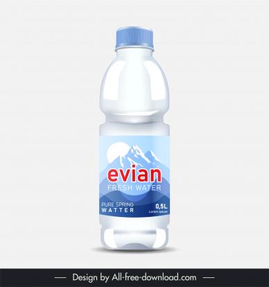 water bottle packaging template flat mountain moon decor