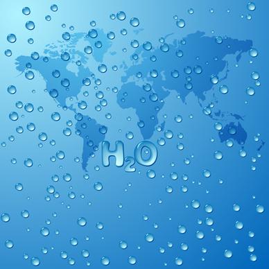 water drops and world map vecror background