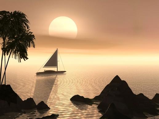 water sailboat serene
