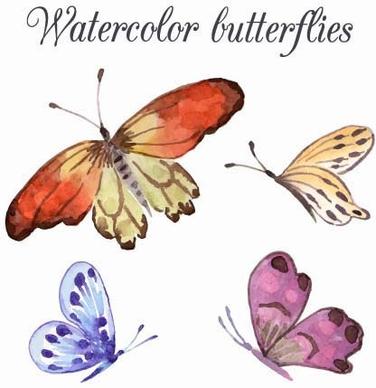 watercolor butterflies design background vector