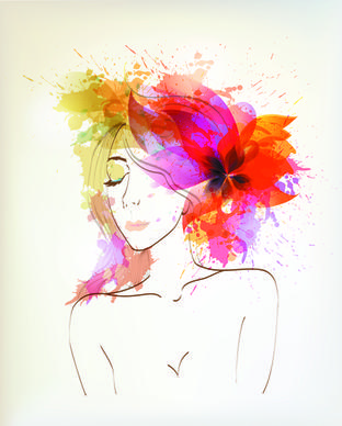 watercolor floral woman creative design