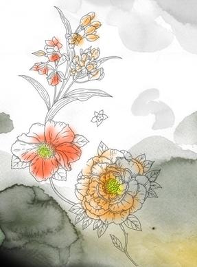 watercolor flowers series psd layered