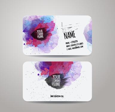 watercolor grunge business cards vector
