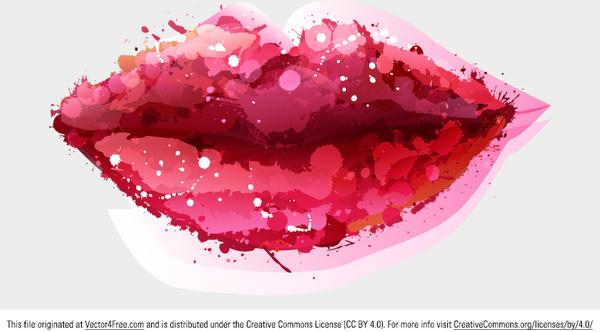 watercolor lips vector