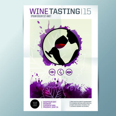 watercolor wine menu design vector