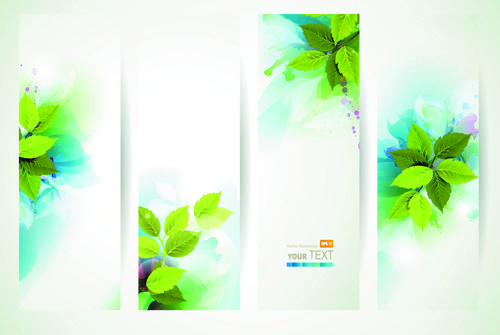 watercolor with green leaves banner vector