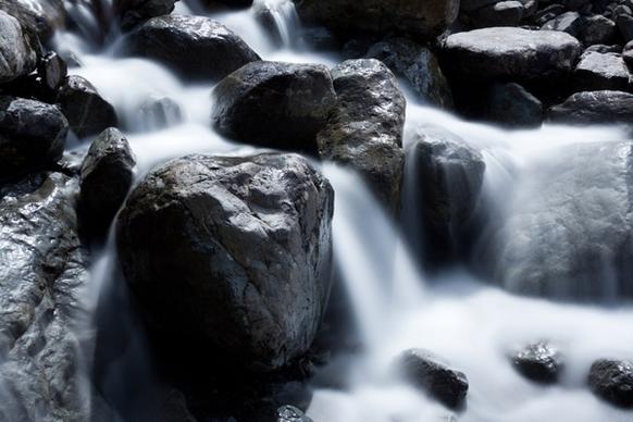 waterfall among rocks