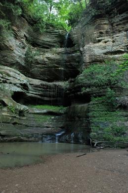 waterfall from the canyon at starved rock state park illinois