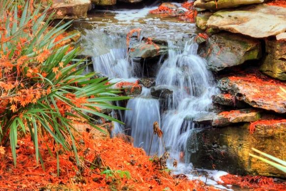 waterfall in gardens in dallas texas