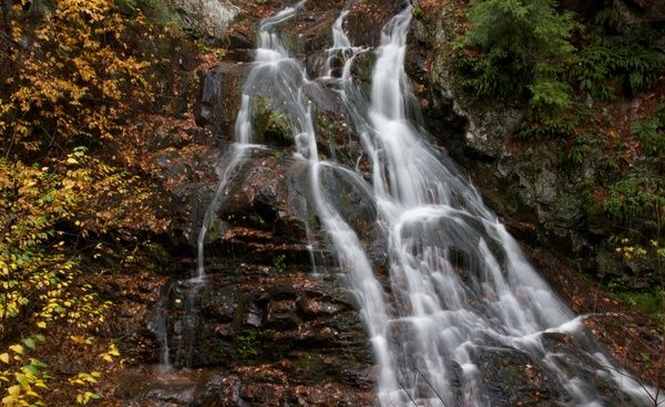waterfall water leaves fall foliage