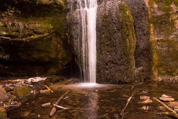 waterfalls during the spring melt at governor dodge state park wisconsin