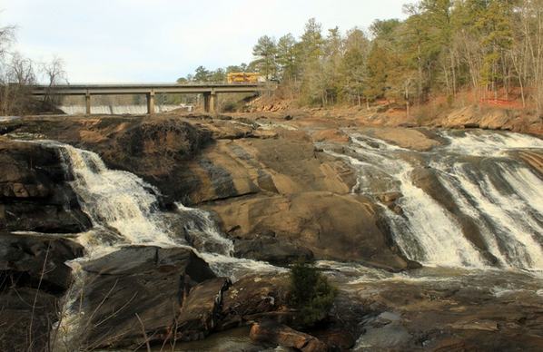 waterfalls on the opposite side and landscape at high falls state park georgia