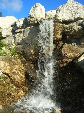 waterfalls sky rocks