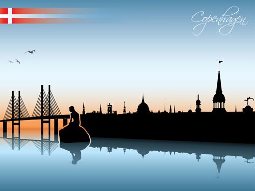 waterfront city creative silhouette vector