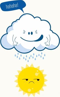 weather background stylized cloud sun icons funny design